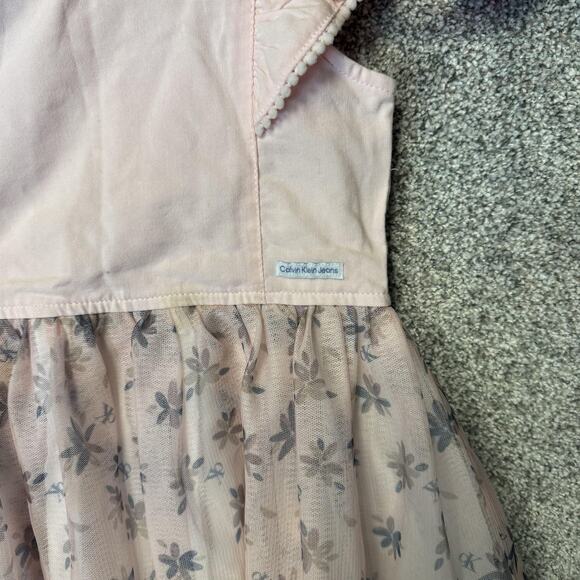 Calvin Klein Jeans Dress Girls Sz 5 Pink Pastel Princess Fairycore Tulle Floral - Picture 5 of 11